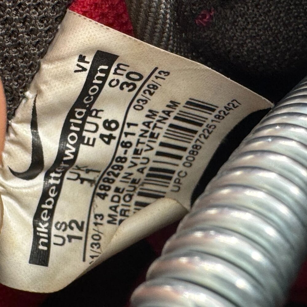 Size 12 Nike Air Force 1 Low Mens Fusion Red Lace-Up Athletic Sneaker 488298-611 - Picture 9 of 11